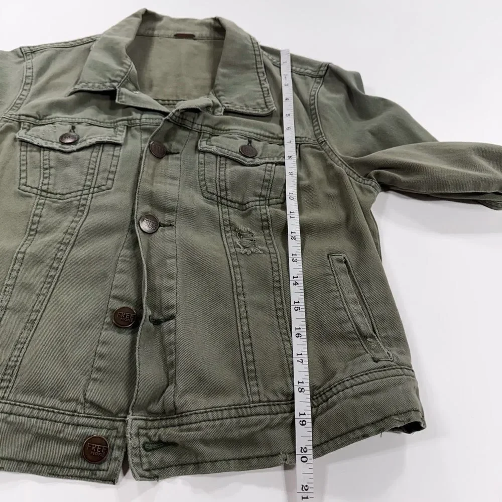 Free People army green distressed jacket S